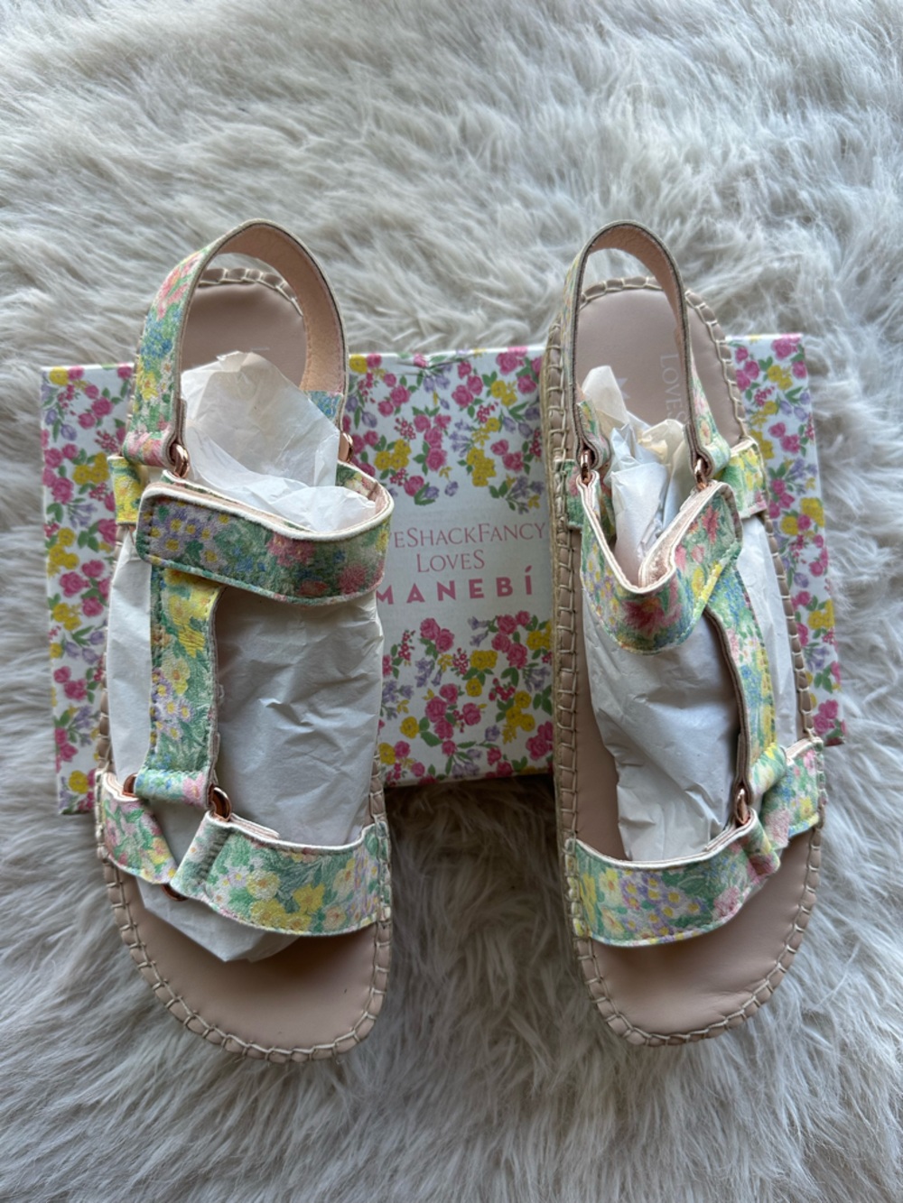 Love Shack Fancy Manebi rainbow skies  flowers hiking Espadrille 10 Sandals 41 - Picture 3 of 14